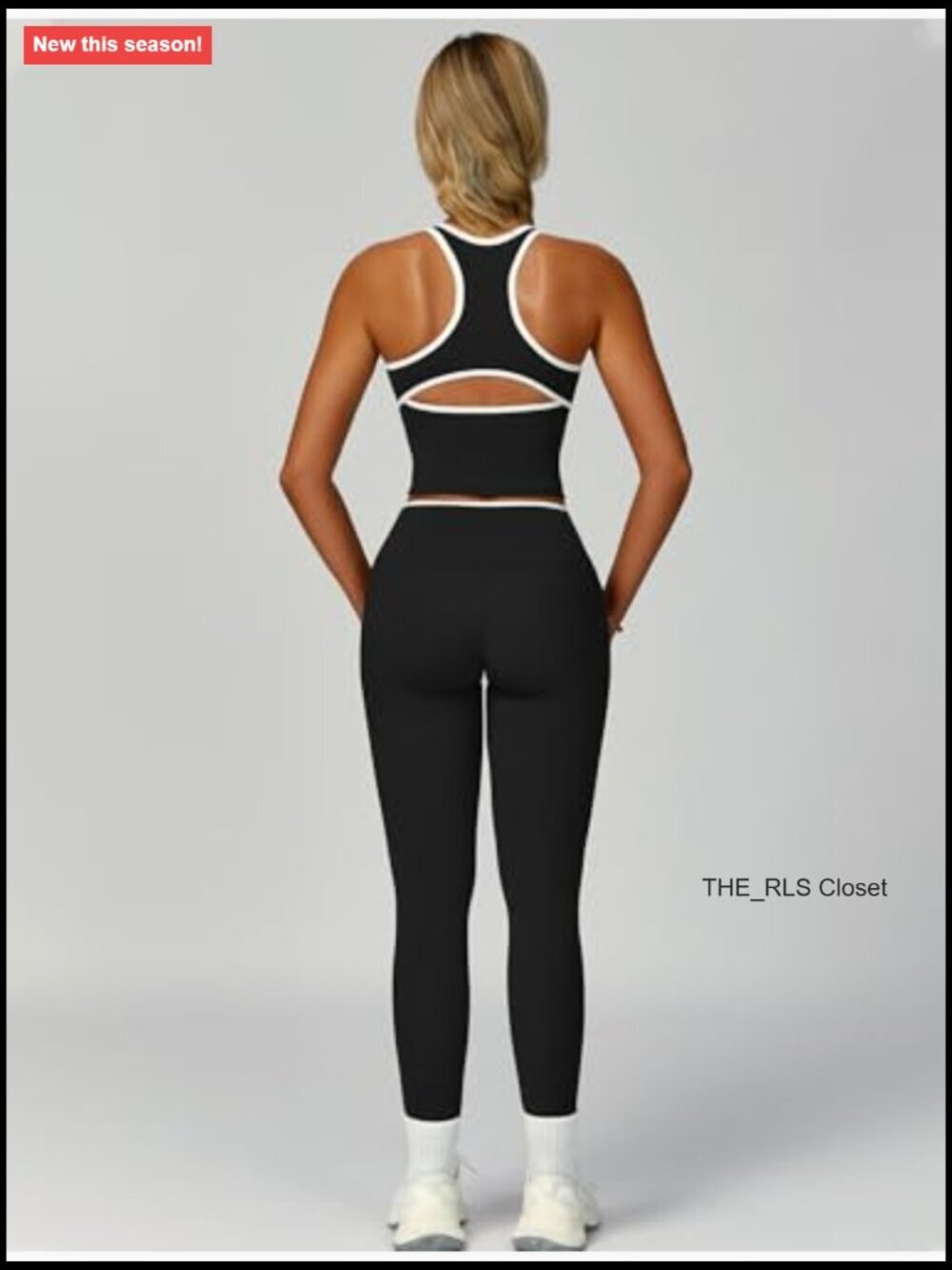 Racerback Tank Top with Built-in Bra and Tummy Control Leggings Workout Set - Picture 5 of 7